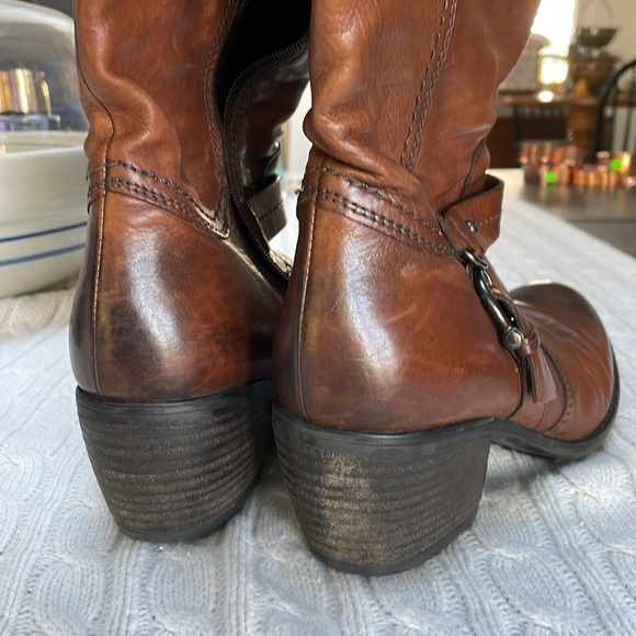 Clarks Womens leather Mascarpone Mix Tall Boots Sz 8.5 Hardware on outside ankle - Picture 7 of 12